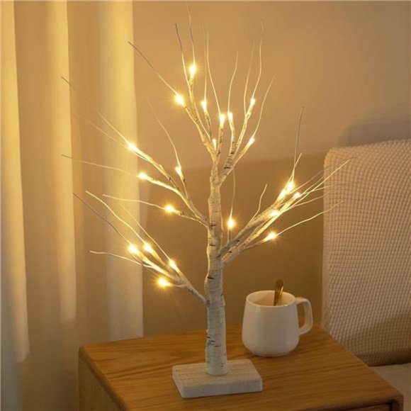2FT/24” Birch Tree Light with 24LT Warm White LED Battery Powered - Picture 7 of 8
